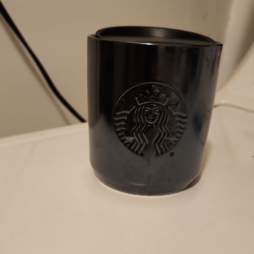 Starbucks Glossy Black Ceramic Mug with Embossed Siren